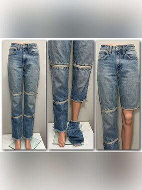 CARMAR Light Wash Convertible Zip-Off Straight Leg Jeans Size 24 Y2K Utility